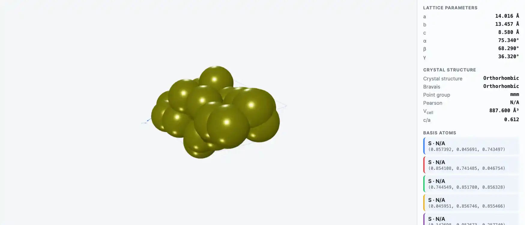 Sulfur — превью визуализатора кристаллической решётки