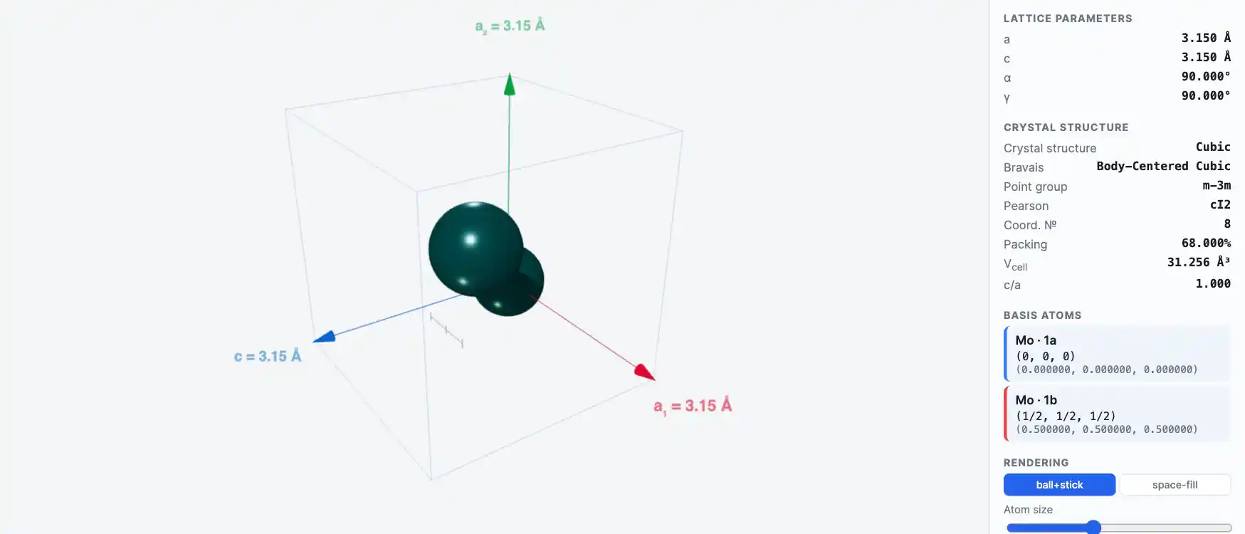 Molybdenum — превью визуализатора кристаллической решётки