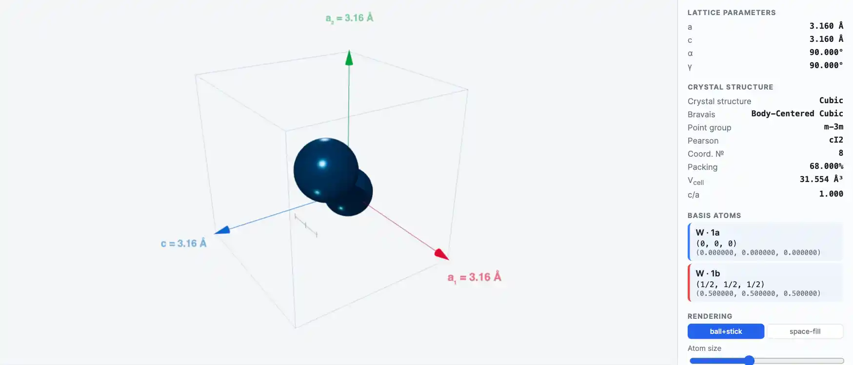 Tungsten — превью визуализатора кристаллической решётки