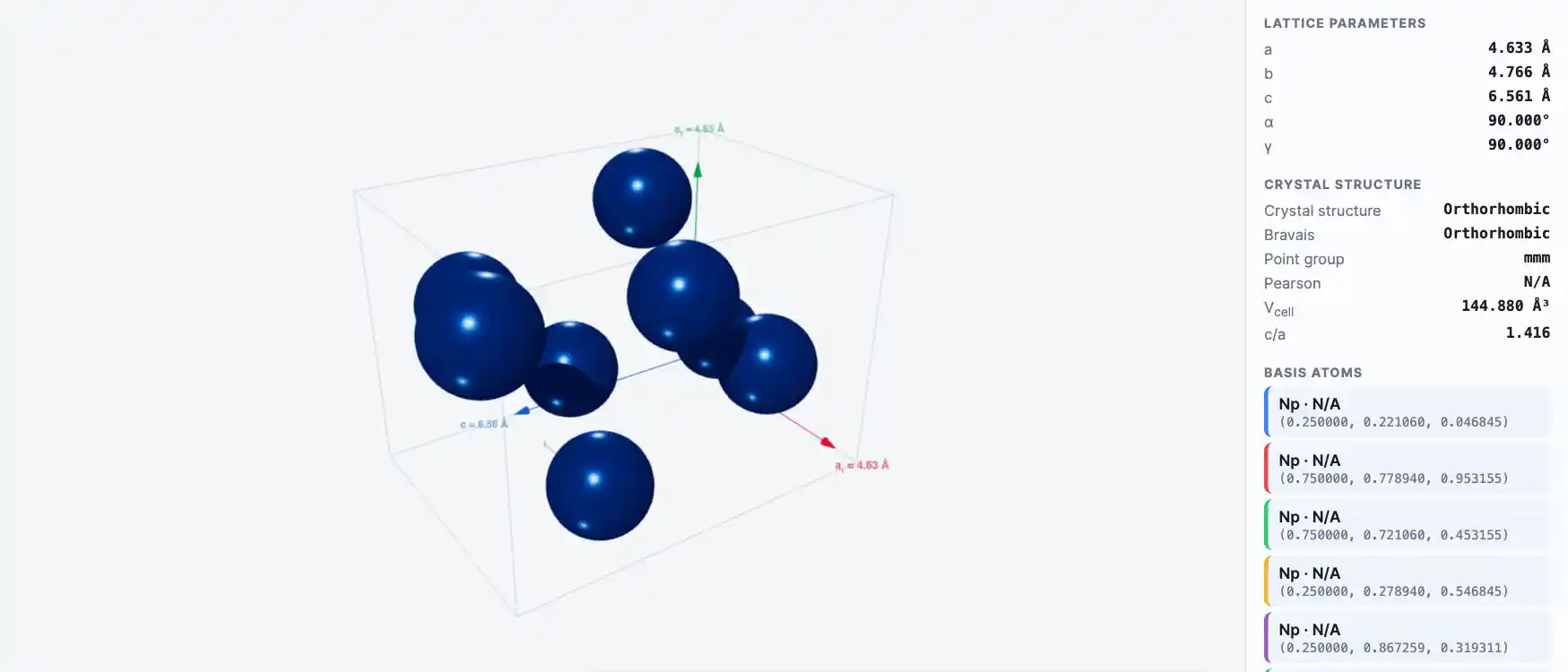 Neptunium — превью визуализатора кристаллической решётки